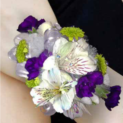 Purple, Green & White Wristlet