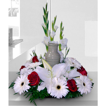 Red & White Urn Surround | Floral Express Little Rock