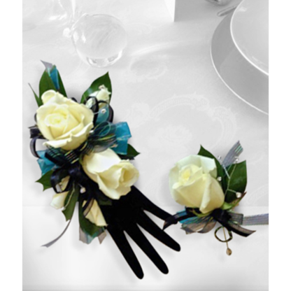 Wristlet Set-White Roses | Floral Express Little Rock