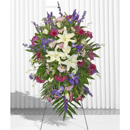 Easel of Lilies & Iris